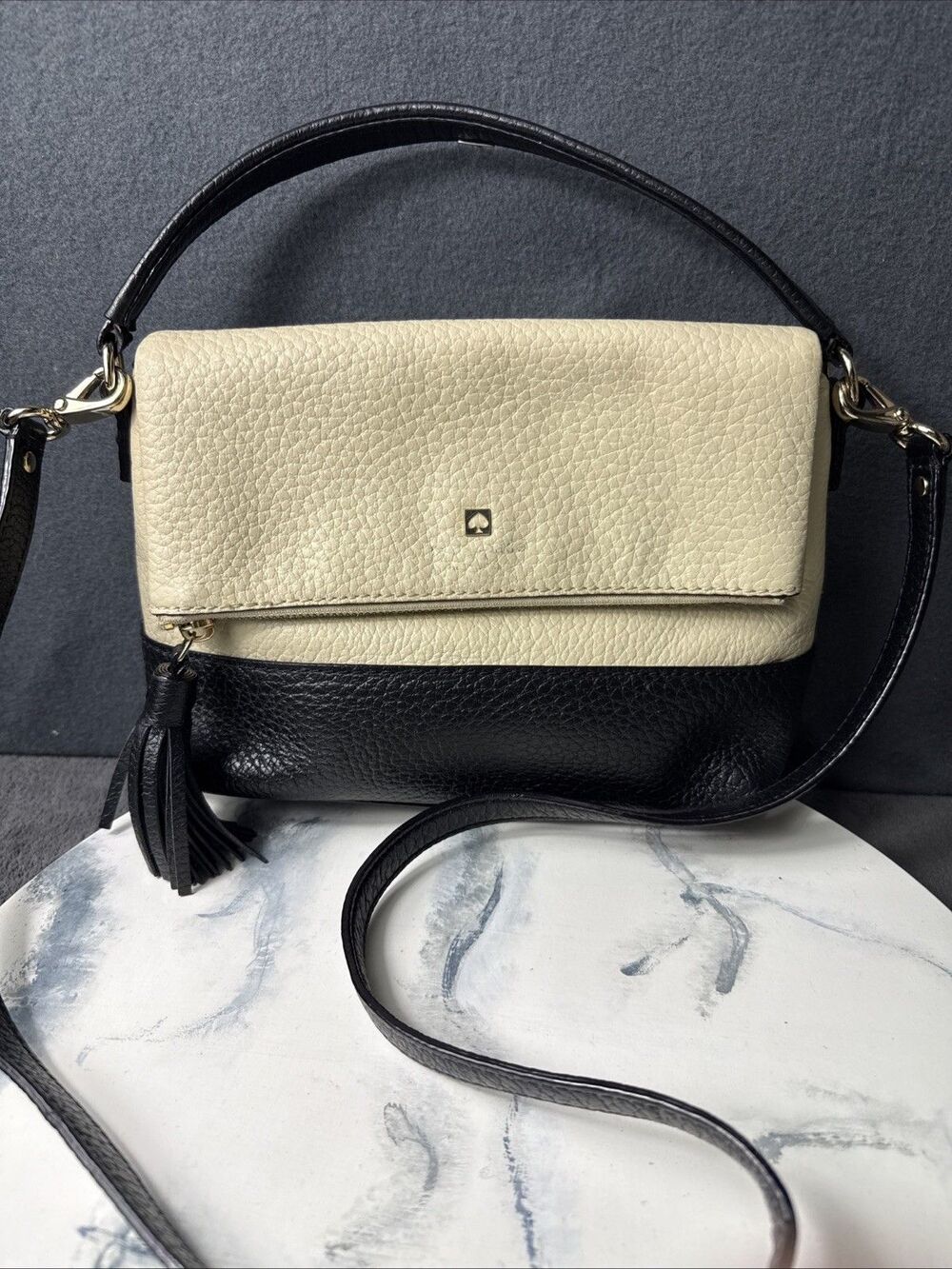 Kate Spade Maria Southport Avenue Pebbled Leather Colorblock Crossbody Bag Logo